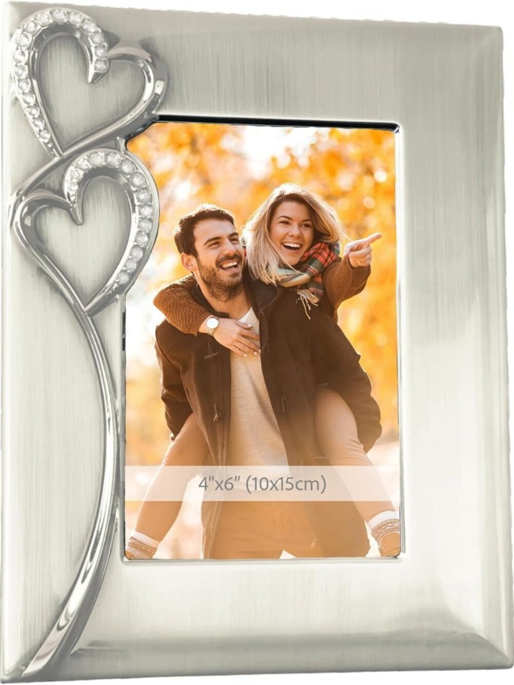 4x6 Silver Picture Frame with Hearts - Perfect Gift for Weddings, Engagements